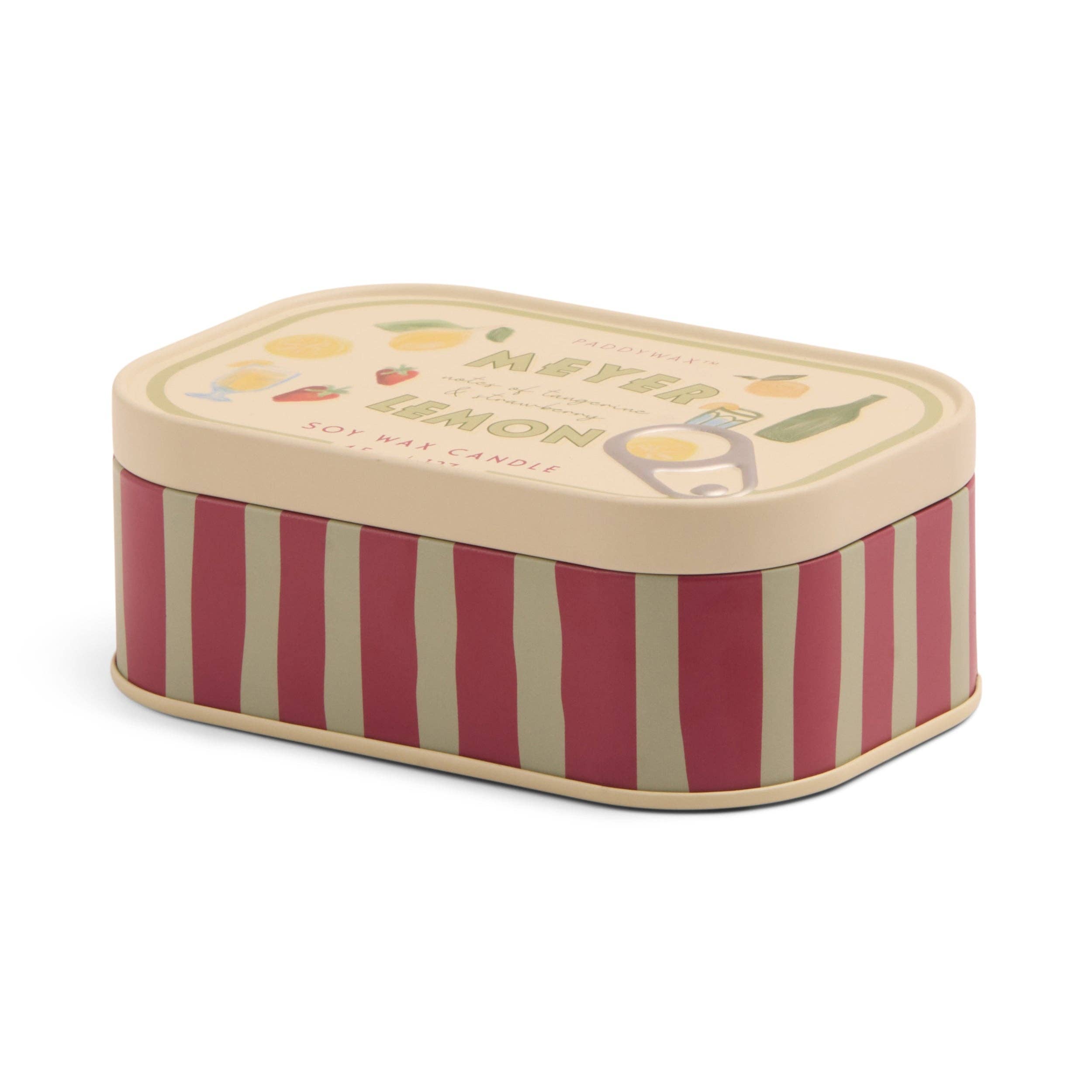 Paddywax Bistro Printed Tin Candle - Meyer Lemon