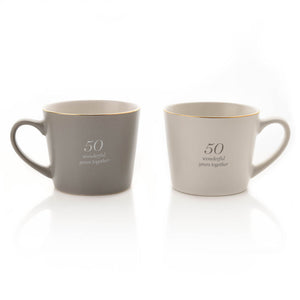 Amore Set Of 2 Grey & White Mugs - 50th Anniversary - More Than Just a Gift | Narborough Hall