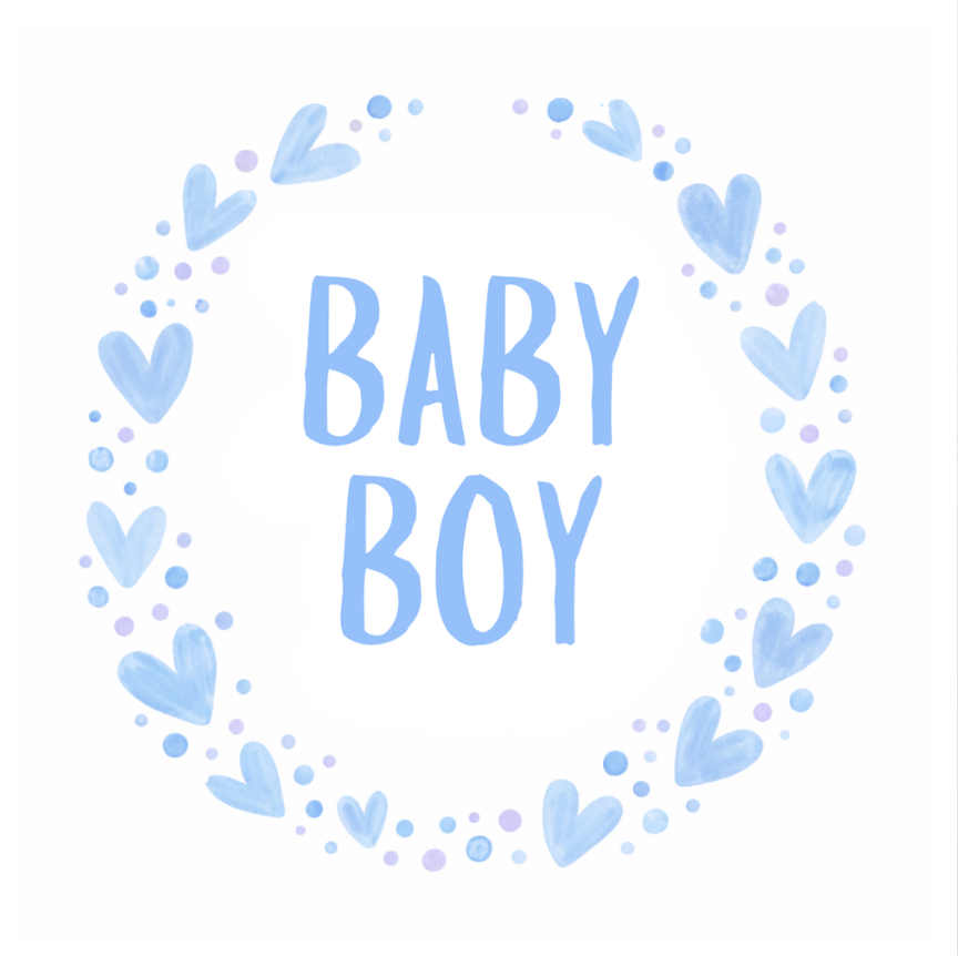 Petimo - Baby Boy Blue Heart Wreath New Baby Card