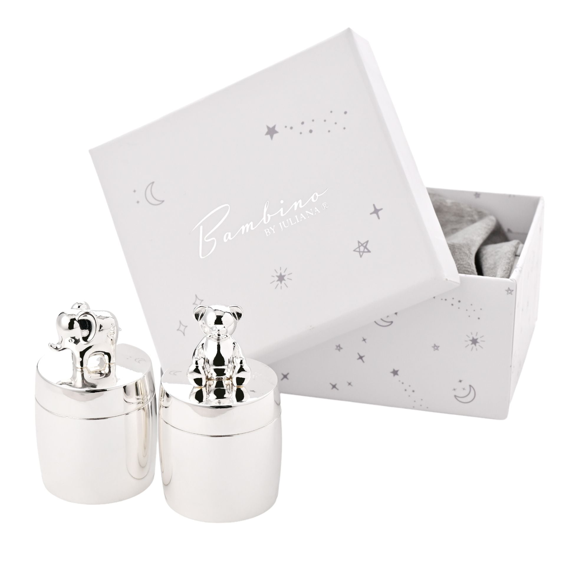 Bambino Silver Plated Elephant and Teddy Tooth and Curl Boxes - More Than Just a Gift | Narborough Hall
