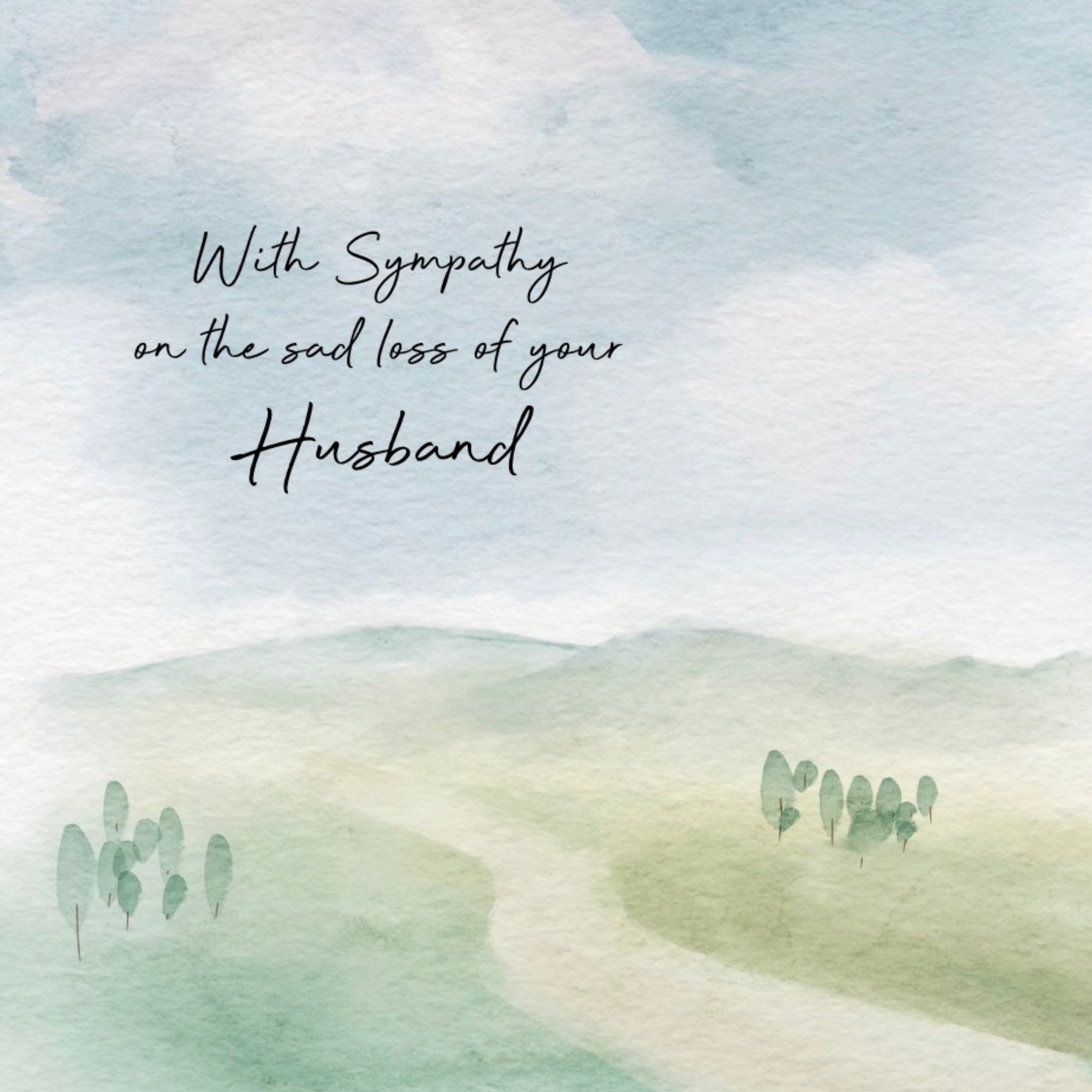 Petimo - Loss of Husband Sympathy Watercolour Over The Horizon Card