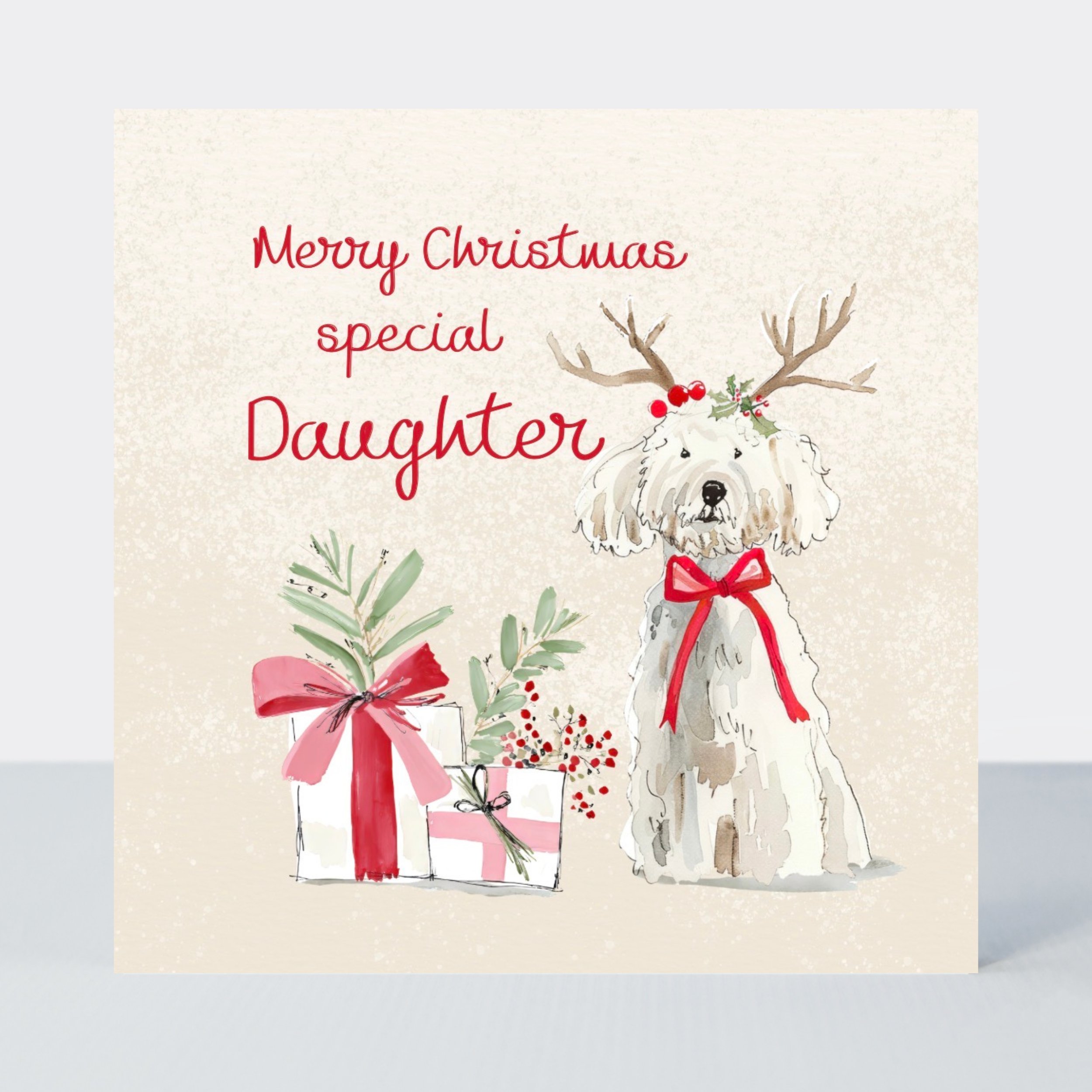 Petimo - Special Daughter Merry Tails Cute Dog Christmas Card