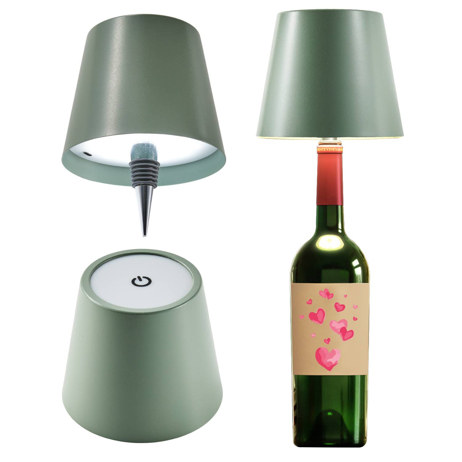 Cordless LED Table Lamp with Bottle Stopper: White