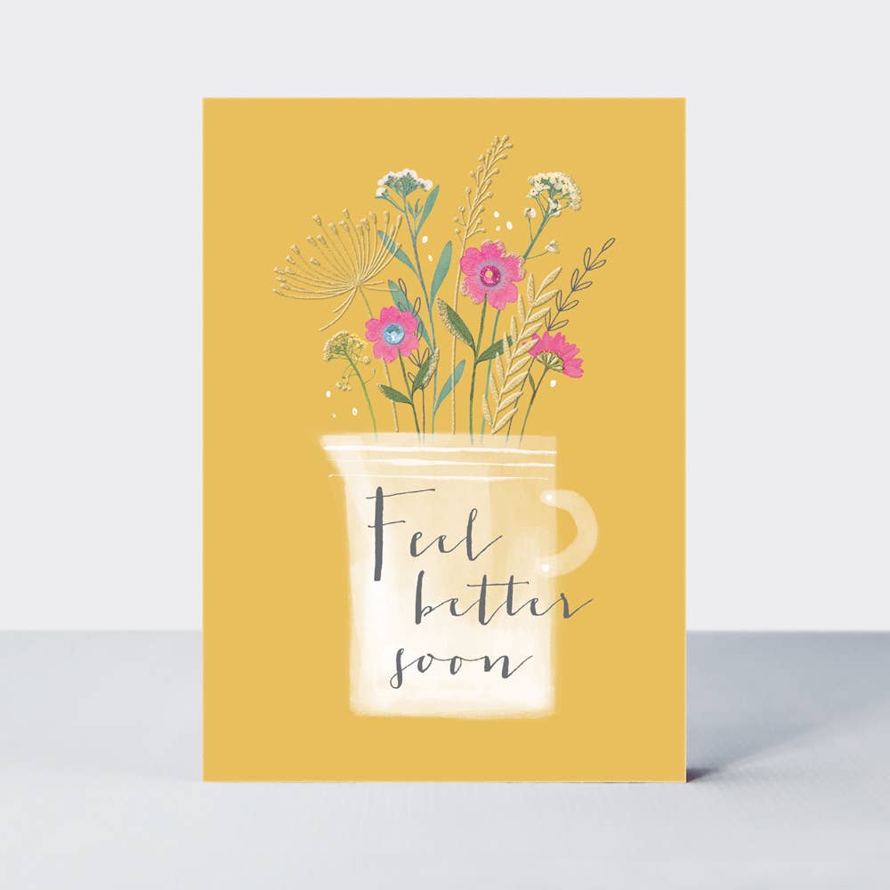 Rachel Ellen Designs - Wild Flower - Feel Better Soon Flower/Vase On Yellow