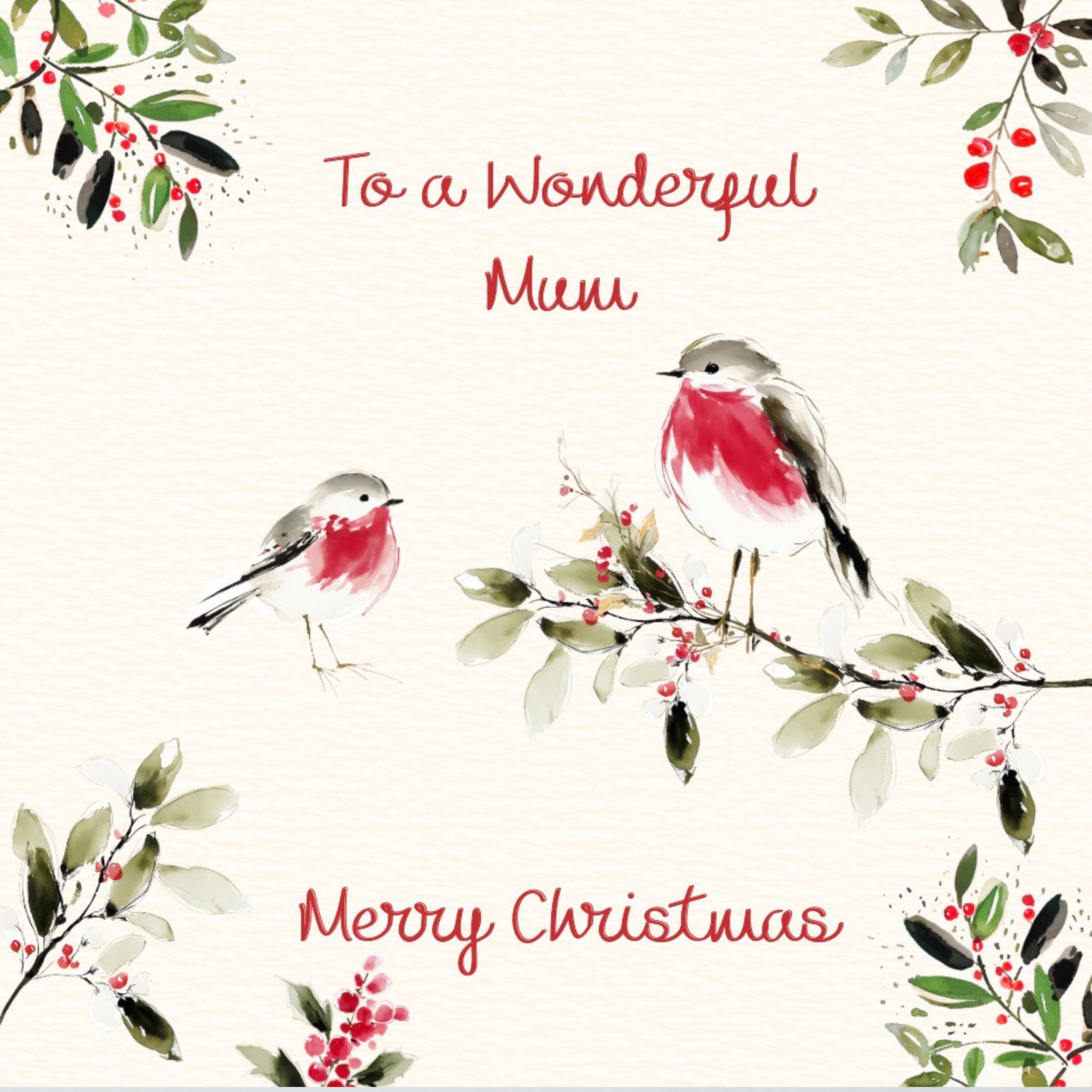 Petimo - Wonderful Mum Robins Sketchbook Christmas Card