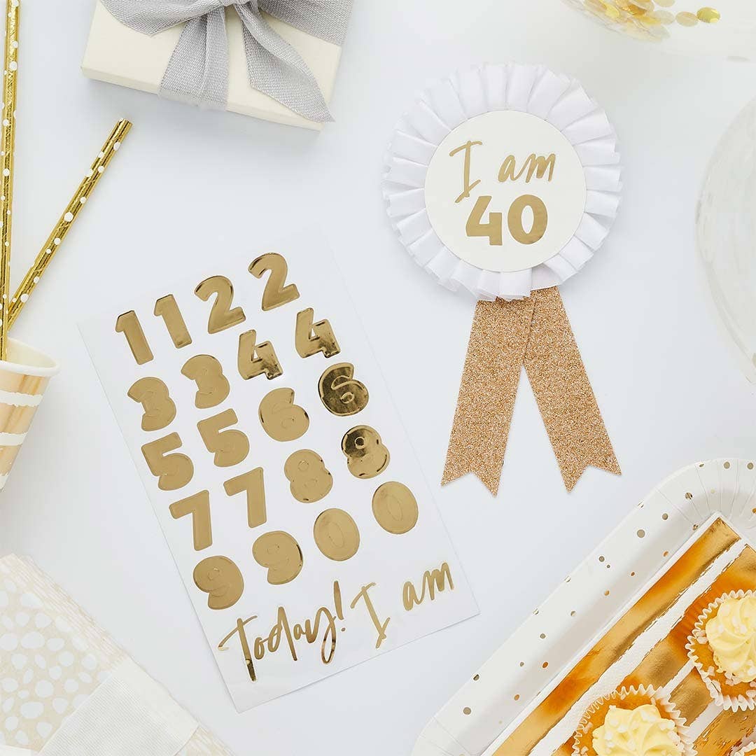 Hootyballoo by Club Green - Gold Milestone Birthday Badge Personalised With 1 Sticker Sh