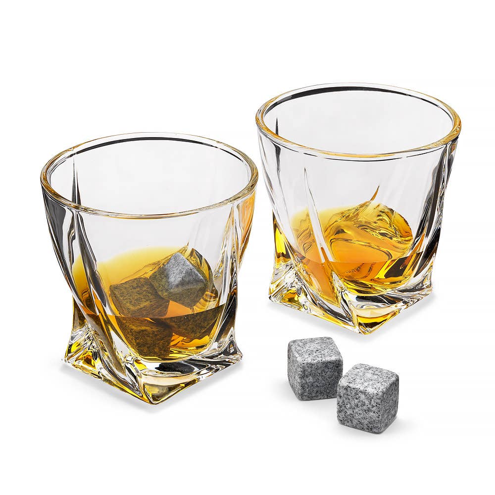 Twisted Glass set of 2 with Ice Stones - More Than Just a Gift | Narborough Hall