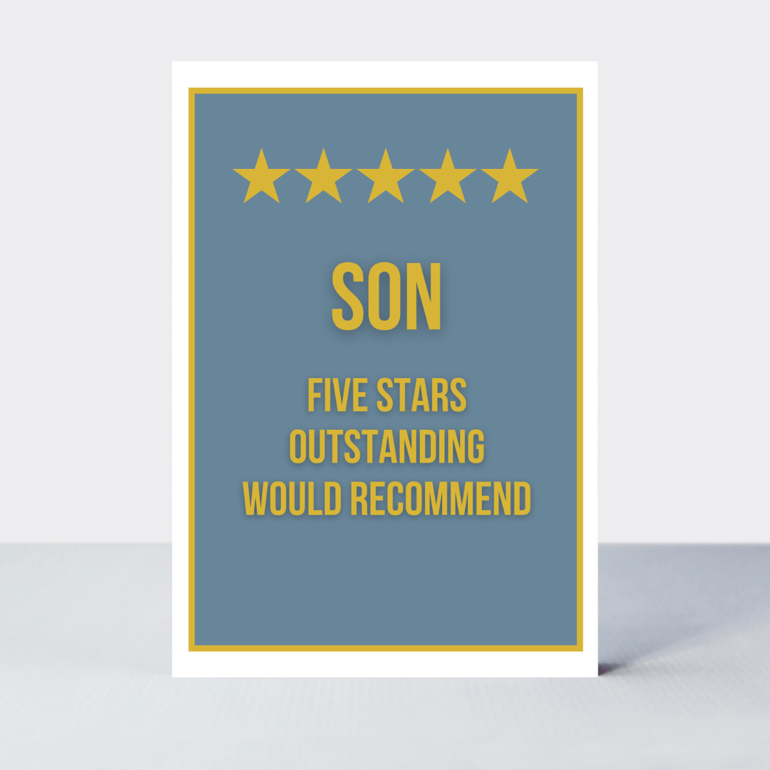 Petimo - Not Too Much Five Star Son Birthday Card - More Than Just a Gift | Narborough Hall