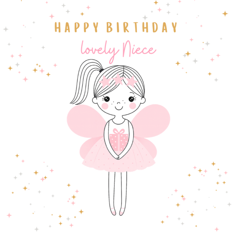 Petimo - Sugar & Spice Happy Birthday Niece Cute Pink Fairy Card
