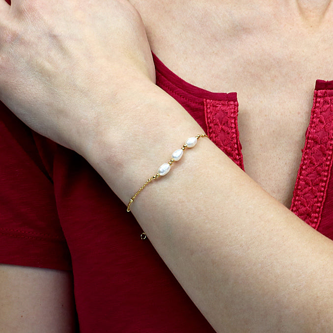 Gold Plated Sterling Silver Trip Pearl Bracelet - More Than Just a Gift | Narborough Hall