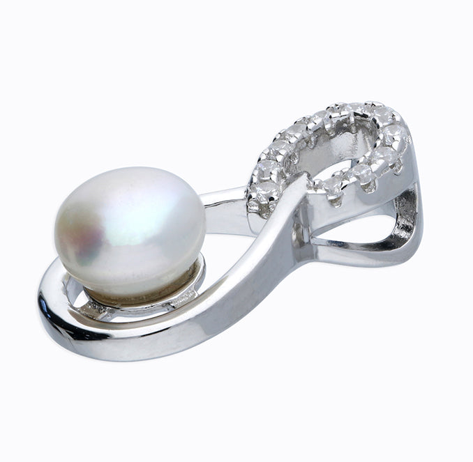 Sterling Silver Freshwater Pearl & CZ Teardrop Necklace - More Than Just a Gift | Narborough Hall