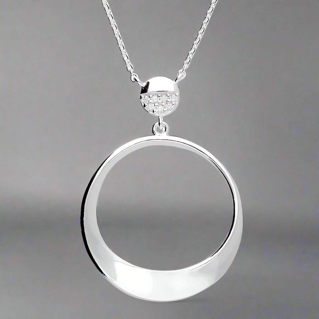Sterling Silver CZ & Twist Circle Necklace - More Than Just a Gift | Narborough Hall