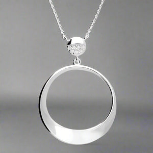 Sterling Silver CZ & Twist Circle Necklace - More Than Just a Gift | Narborough Hall