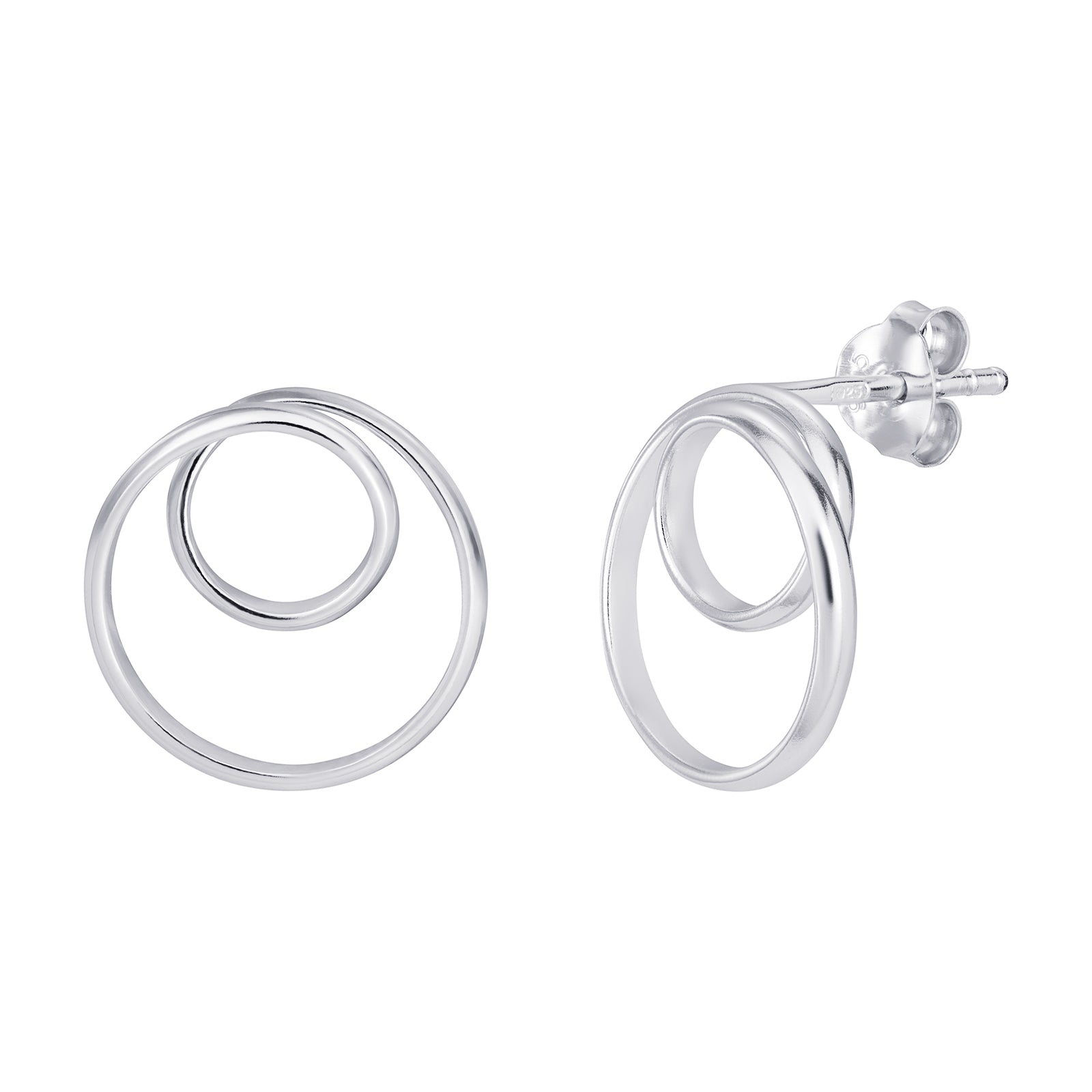 Sterling Silver Twist Circle Earrings