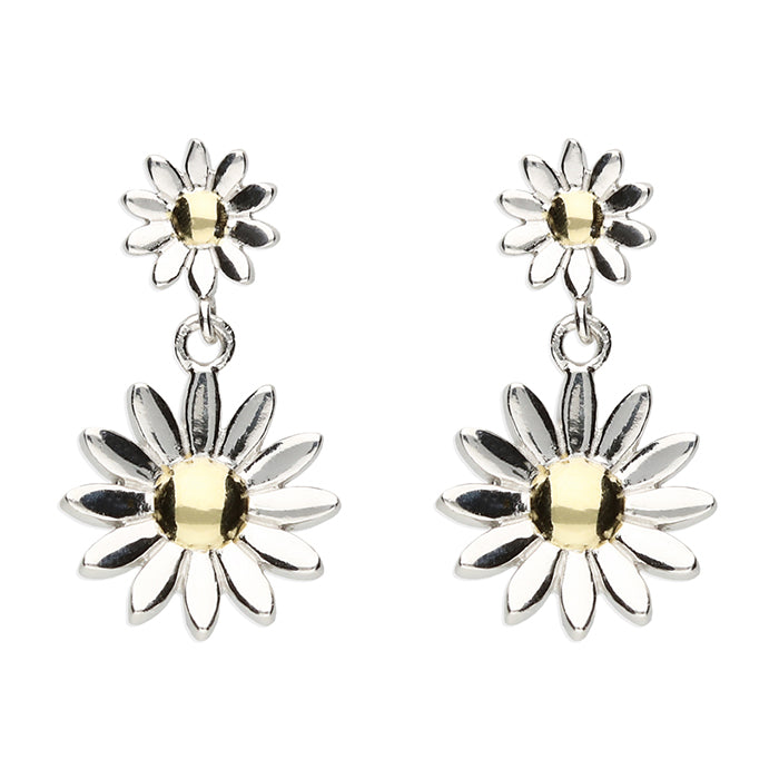 Iris & Miel Sterling Silver Double Daisy Drop Stud Earrings - More Than Just a Gift | Narborough Hall