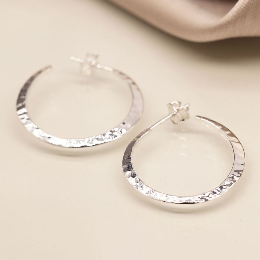 POM Sterling Silver Textured Hoop Earrings - More Than Just a Gift | Narborough Hall