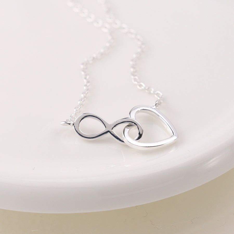 Sterling Silver Linked Heart & Infinity Necklace