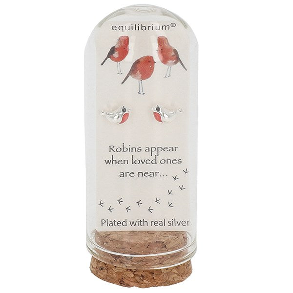 Robins Appear When Loved Ones Are Near Earrings in Jar