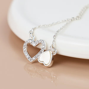 POM Silver Plated Topsy Turvy Hearts Necklace - More Than Just a Gift | Narborough Hall