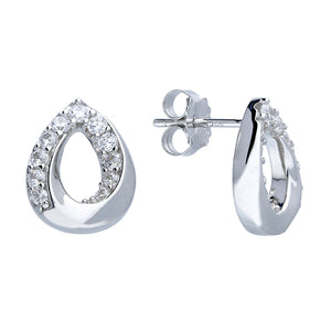 Sterling Silver CZ Twist Teardrop Stud Earrings - More Than Just a Gift | Narborough Hall