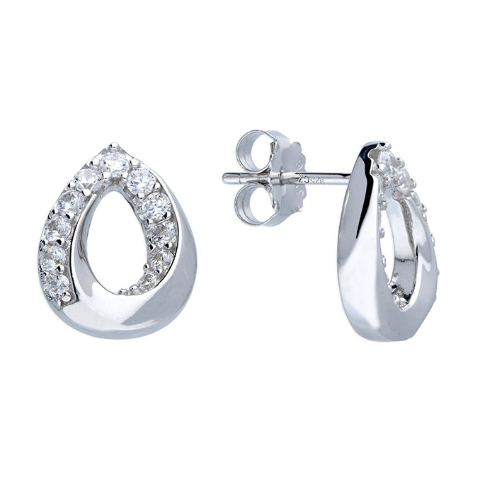 Sterling Silver CZ Twist Teardrop Stud Earrings - More Than Just a Gift | Narborough Hall