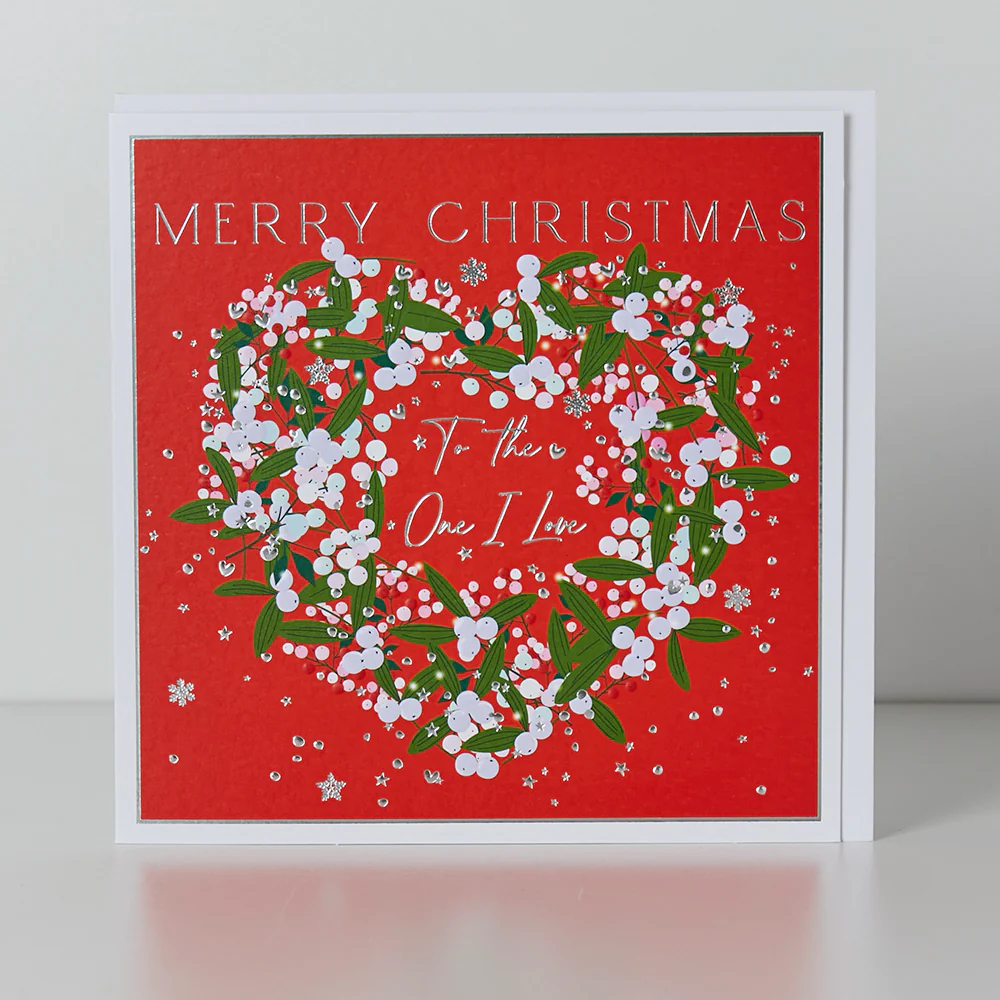 Belly Button One I Love Wreath Christmas Card