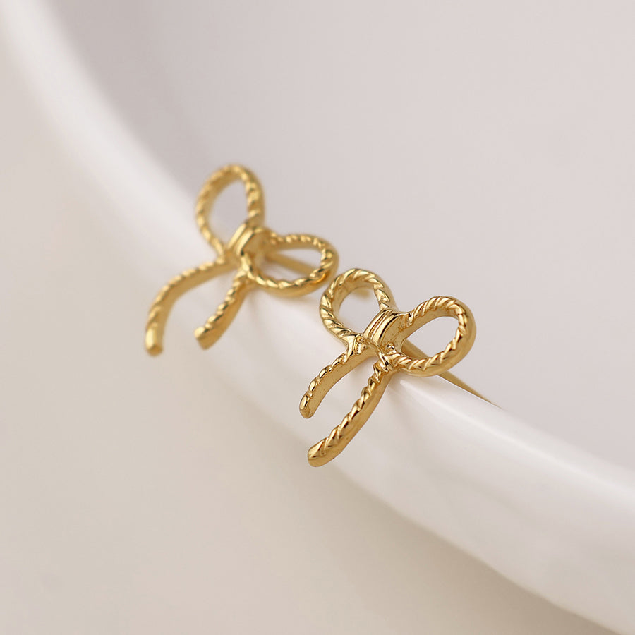 POM Sterling Silver Gold Plated Bow Earrings - More Than Just a Gift | Narborough Hall