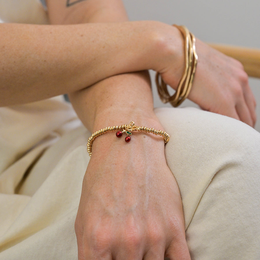 POM Golden Bow & Cherries Charm Bracelet - More Than Just a Gift | Narborough Hall