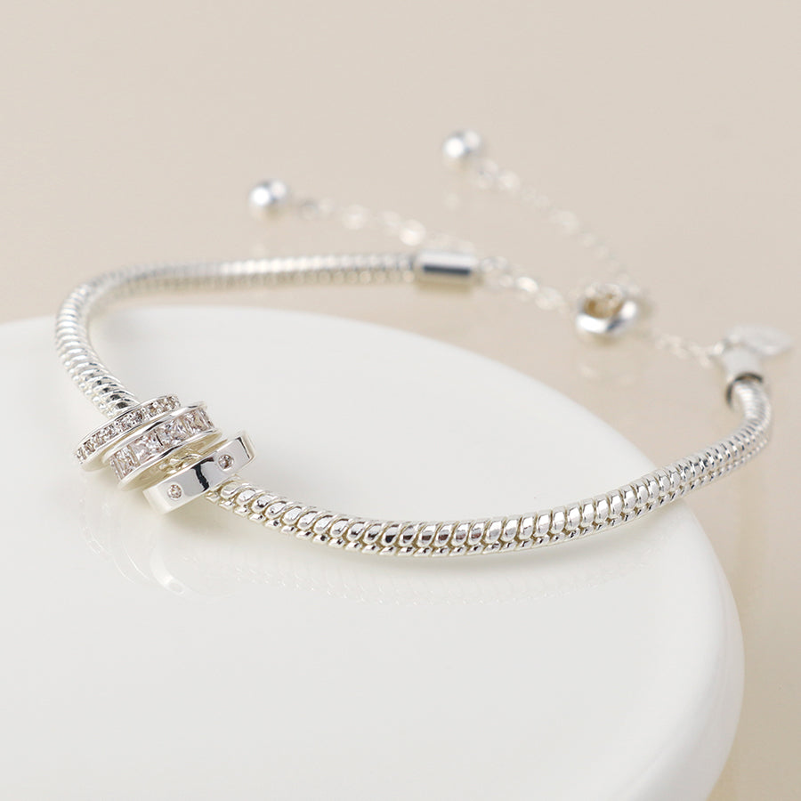 POM Silver Plated Triple Mini Rings Bracelet