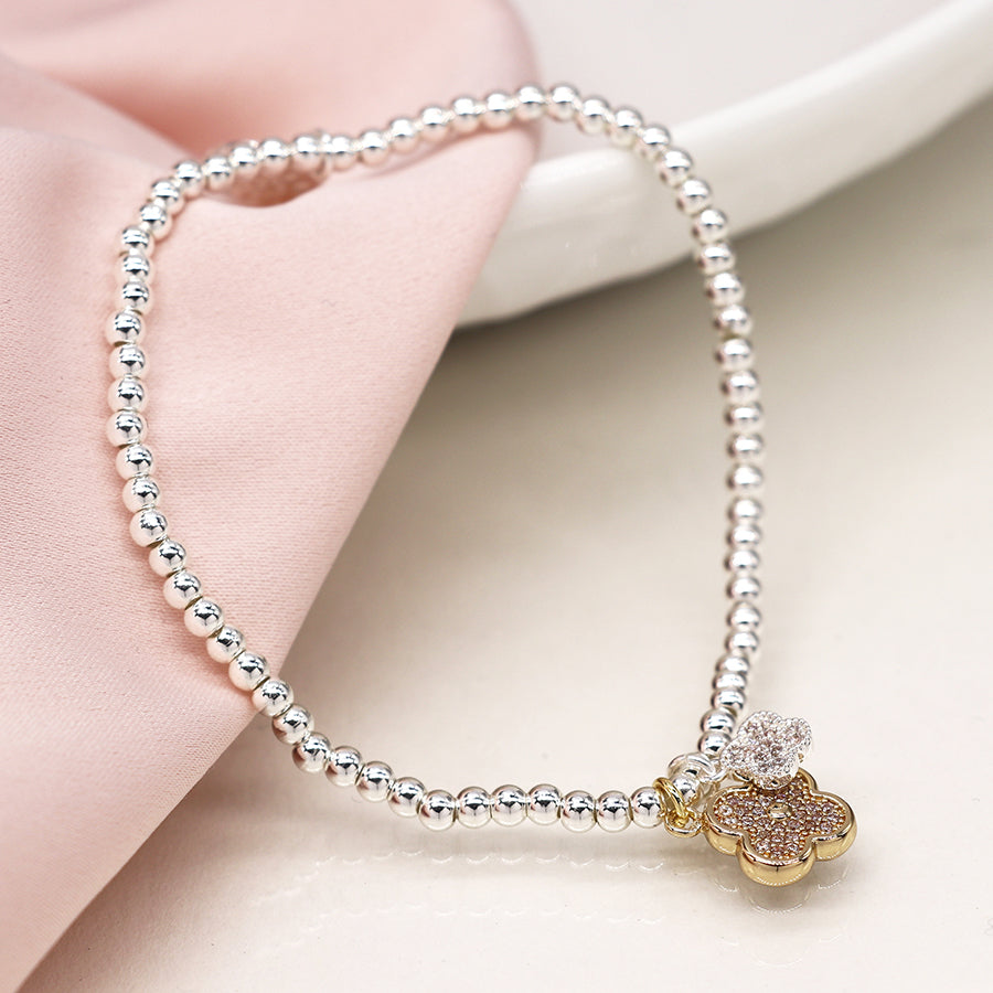 POM Faux Gold and Silver Plated Double Quatrefoil Bracelet - More Than Just a Gift | Narborough Hall