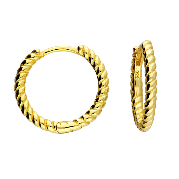 Sterling Silver Gold Plated Twist Huggie Hoop Earrings - More Than Just a Gift | Narborough Hall
