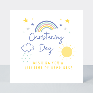 Rainbows Blue Christening Card - More Than Just a Gift | Narborough Hall