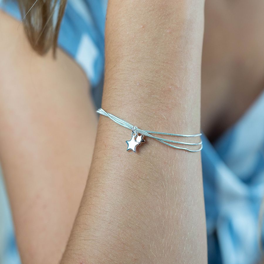 POM Triple Chain Bracelet with Rose Gold & Silver Stars - More Than Just a Gift | Narborough Hall