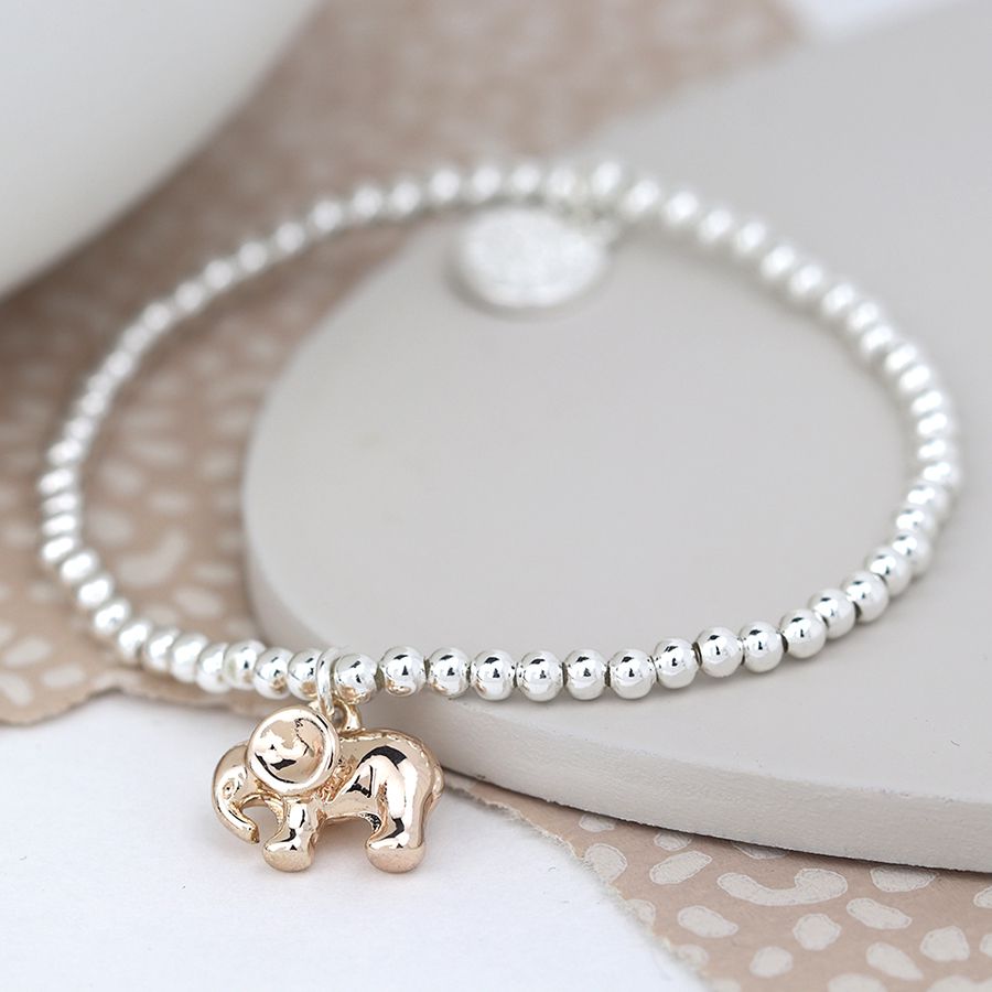POM Silver Plated Bracelet with Rose Gold Elephant - More Than Just a Gift | Narborough Hall