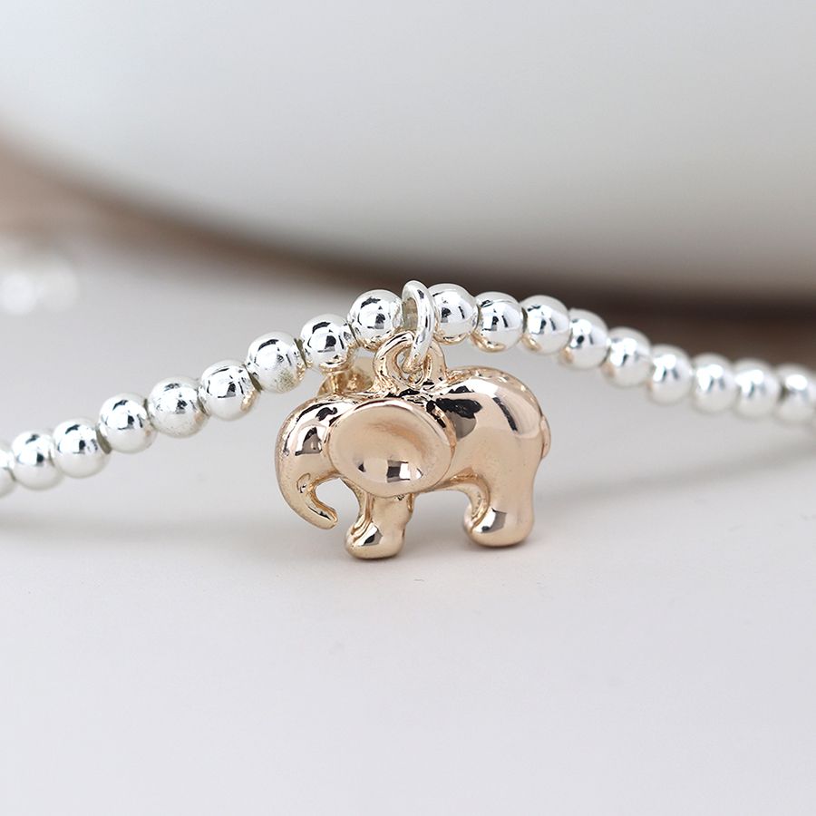 POM Silver Plated Bracelet with Rose Gold Elephant - More Than Just a Gift | Narborough Hall