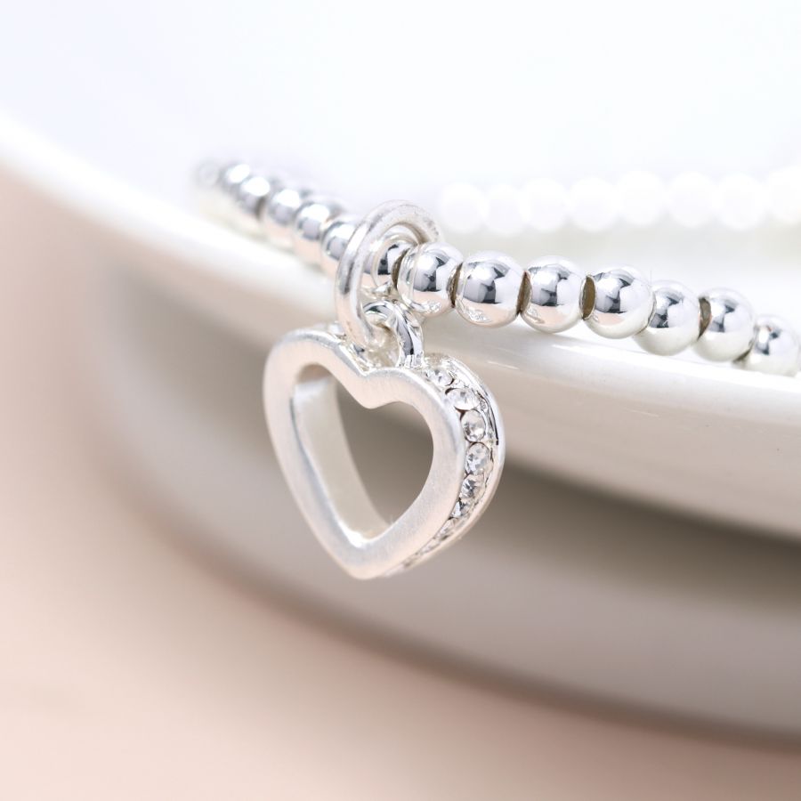 POM Small Open Heart With Tiny Inset Crystals Bracelet - More Than Just a Gift | Narborough Hall