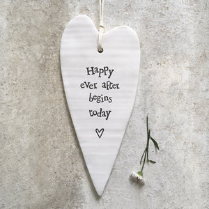 East of India Happy Ever After Begins Today Long Hanging Heart - More Than Just a Gift | Narborough Hall