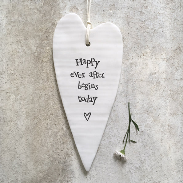 East of India Happy Ever After Begins Today Long Hanging Heart - More Than Just a Gift | Narborough Hall