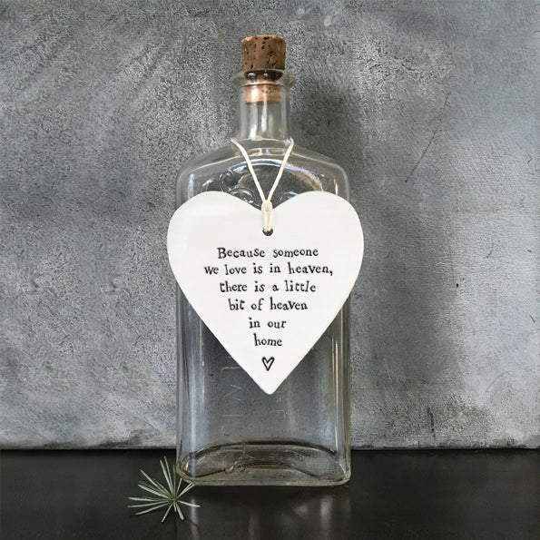 East Of India Porcelain Heart - Because Someone We love is in heaven - More Than Just a Gift | Narborough Hall