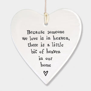 East Of India Porcelain Heart - Because Someone We love is in heaven - More Than Just a Gift | Narborough Hall