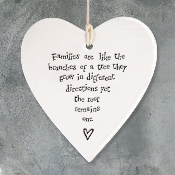 East of India Porcelain Heart - Families Are Like The Branches - More Than Just a Gift | Narborough Hall