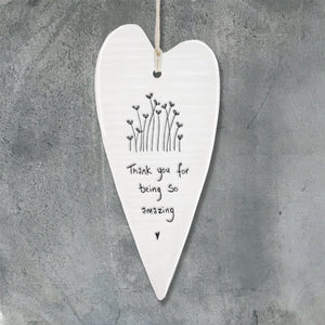 East of India Thank You For Being Amazing Long Hanging Heart - More Than Just a Gift | Narborough Hall