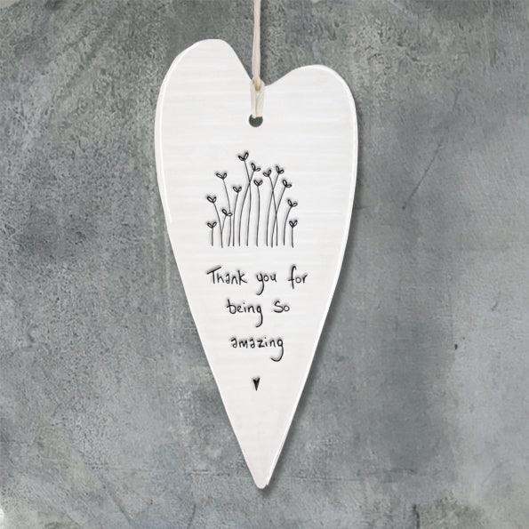 East of India Thank You For Being Amazing Long Hanging Heart - More Than Just a Gift | Narborough Hall