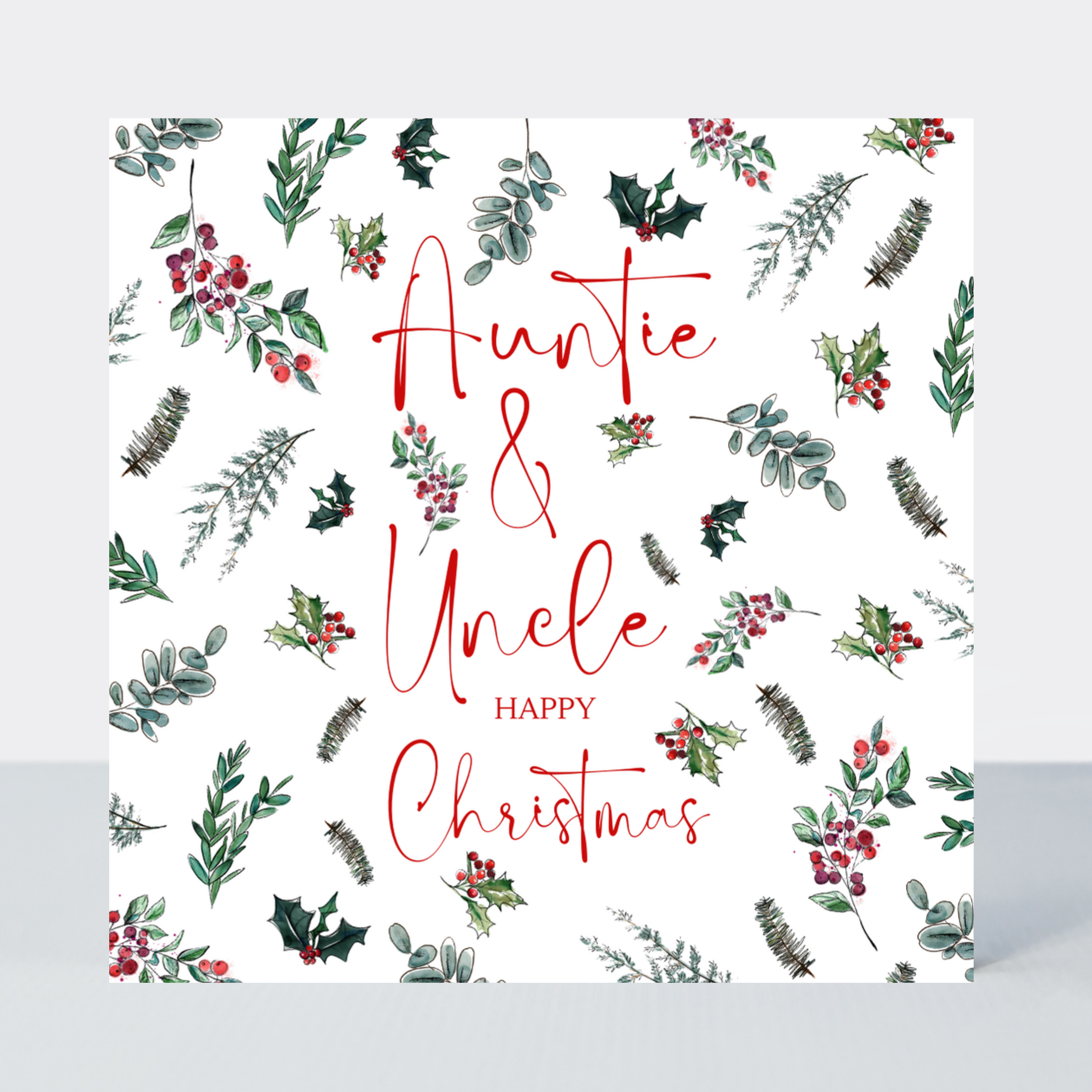 Evergreen Auntie & Uncle Happy Christmas Card