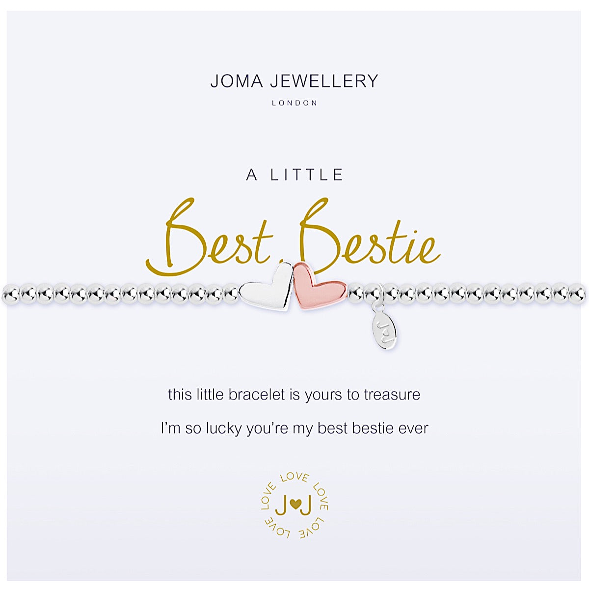 Joma Jewellery a little Best Bestie Bracelet - hearts - More Than Just a Gift | Narborough Hall