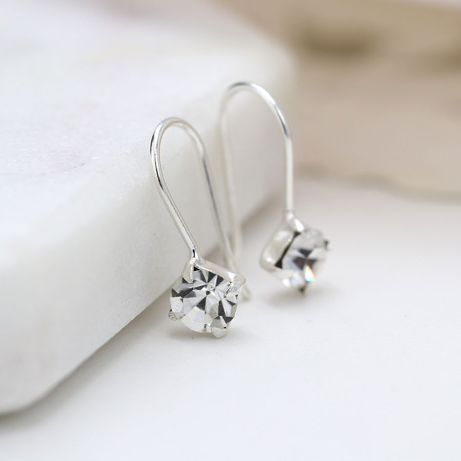 POM Sterling silver clear crystal drop earrings |More Than Just a Gift