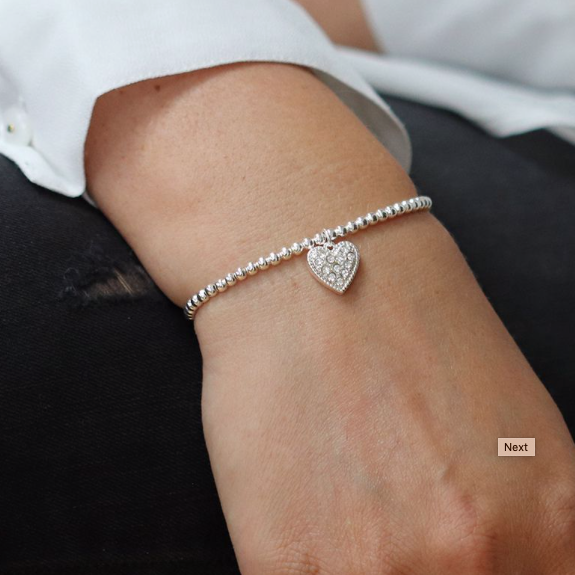 POM Silver Plated Bracelet with Crystal Inset Heart - More Than Just a Gift | Narborough Hall