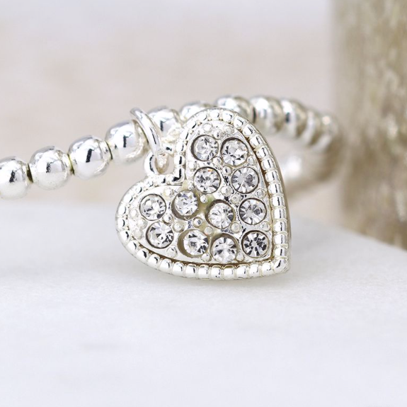 POM Silver Plated Bracelet with Crystal Inset Heart - More Than Just a Gift | Narborough Hall