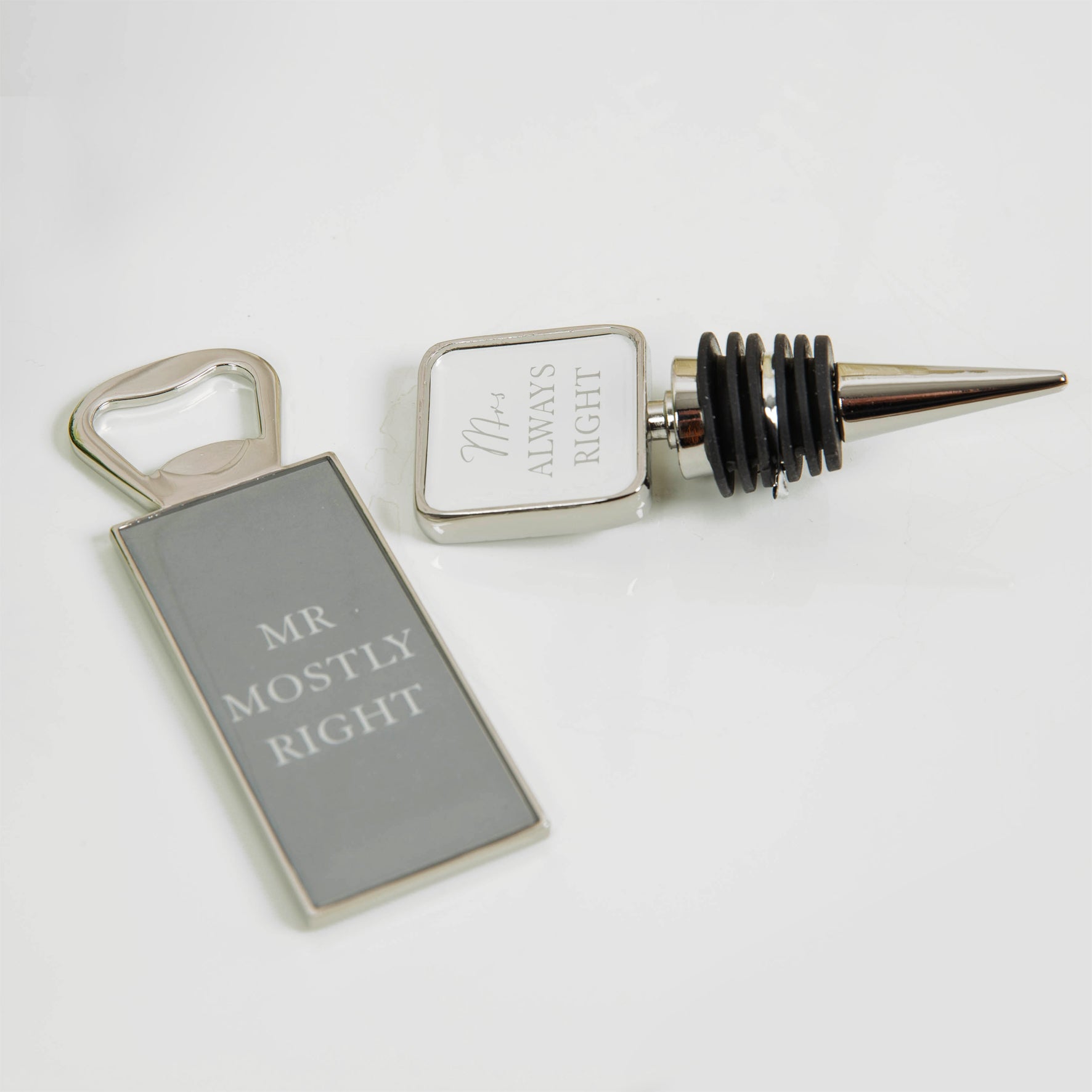 Amore - Mr & Mrs Bottle Stop and Opener Set - More Than Just a Gift | Narborough Hall