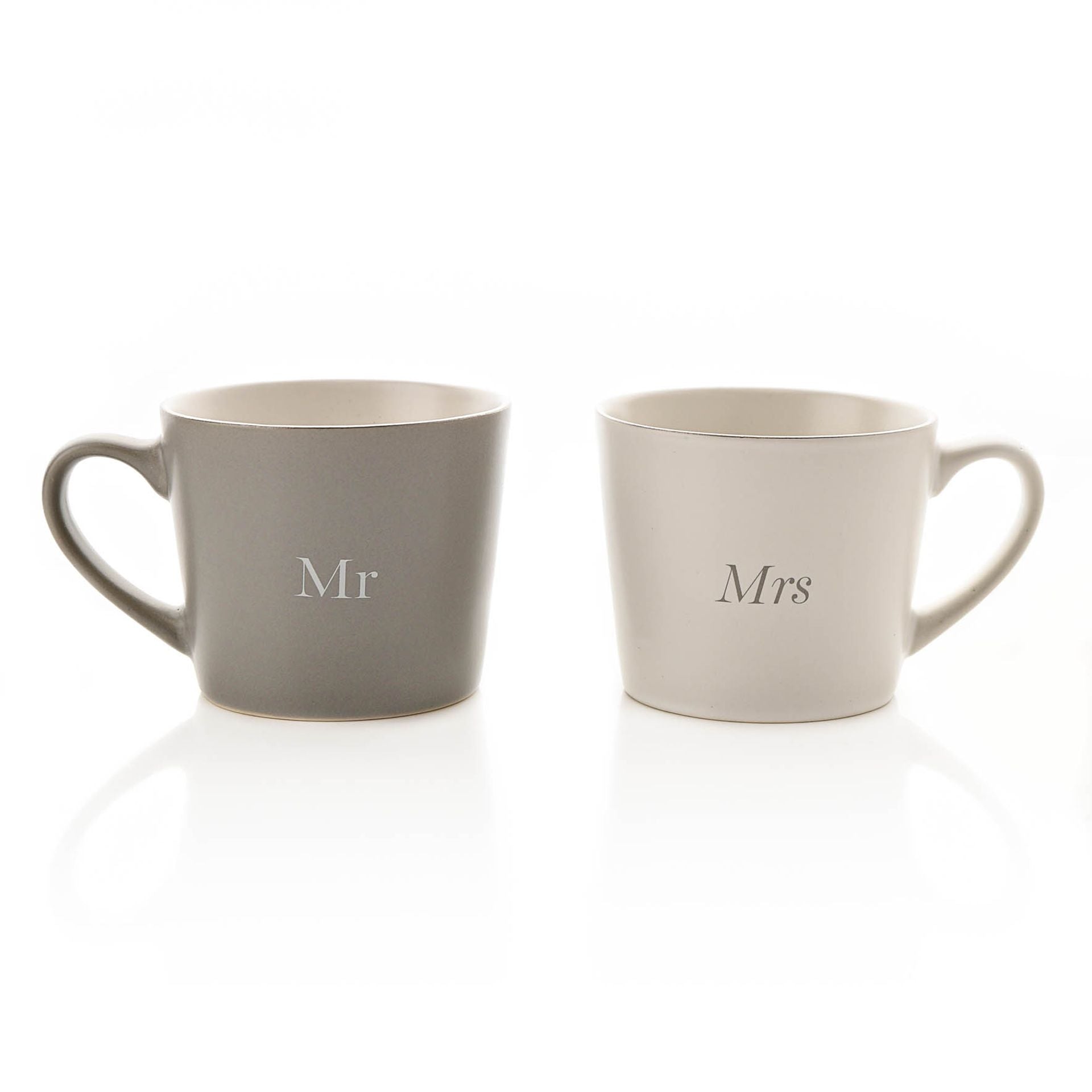 Amore Set Of 2 Grey & White Mugs - Mr & Mrs - More Than Just a Gift | Narborough Hall